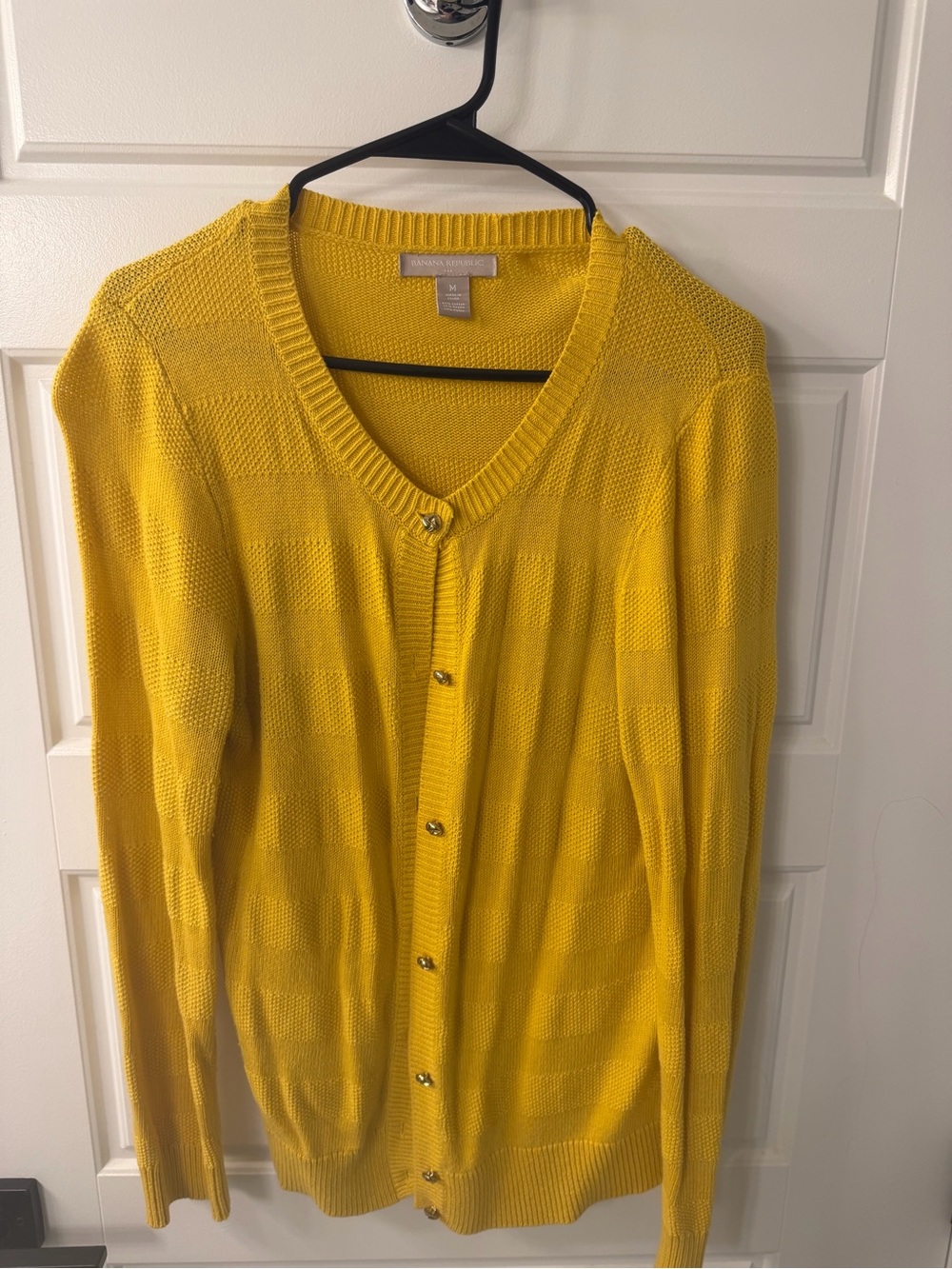 Banana Republic Bright Yellow V-Neck Button Cardigan
